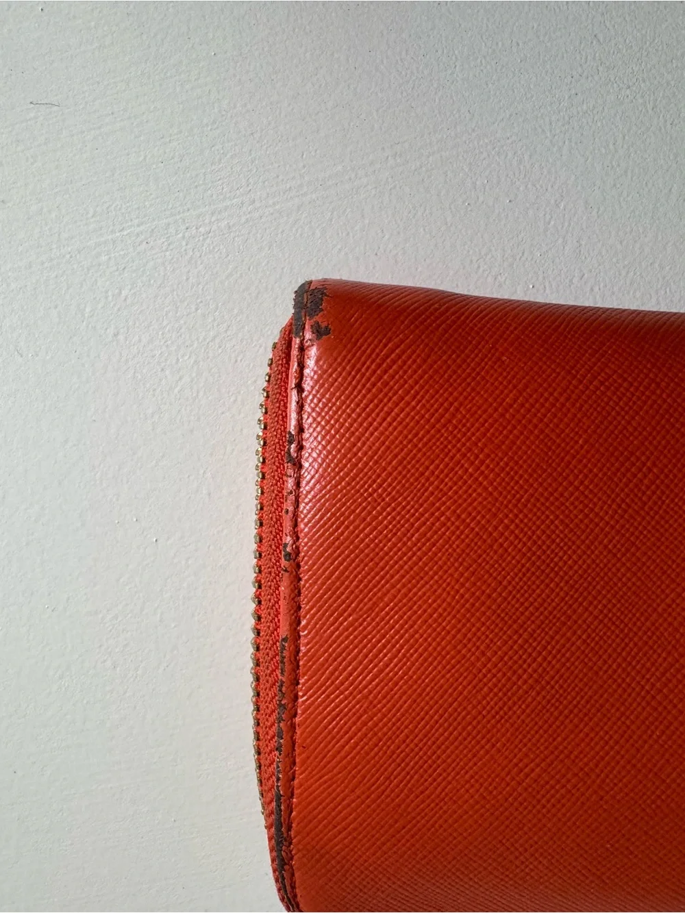 Tory Burch Coral-Orange Zip Wallet with Gold Logo